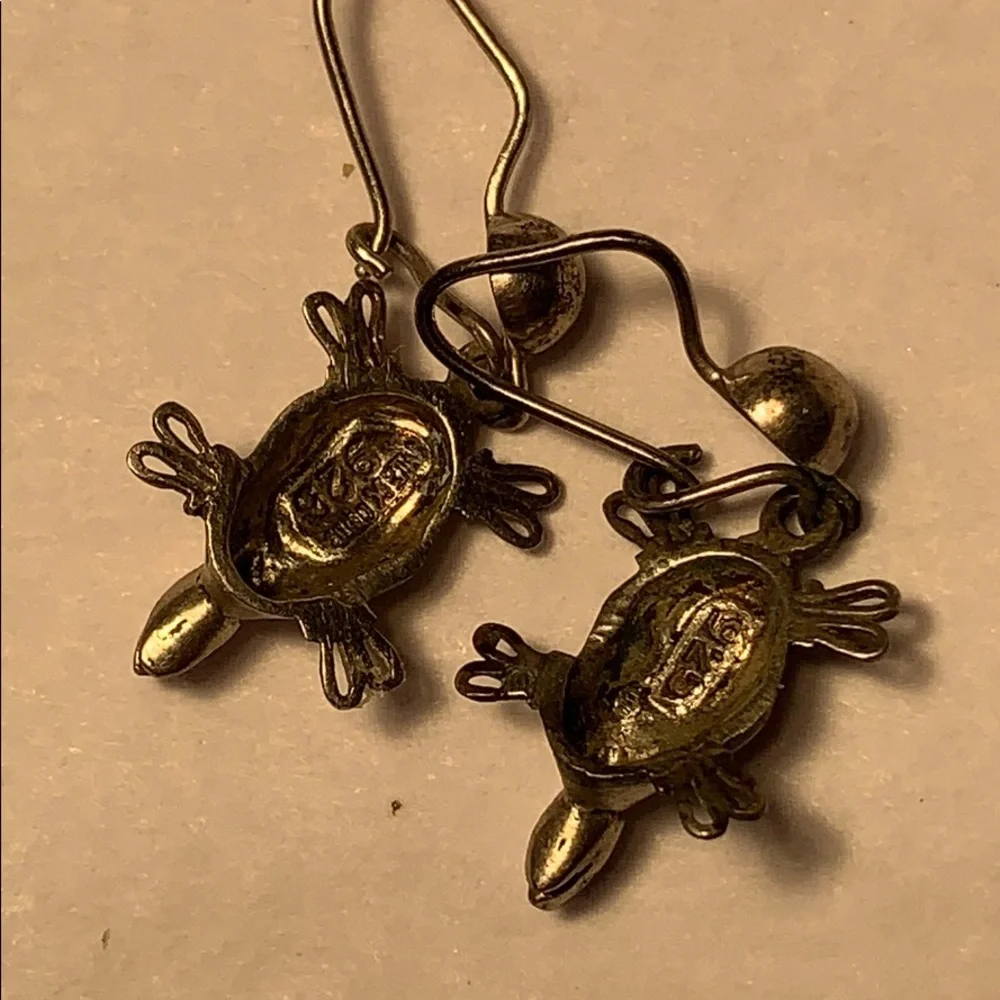 Sterling Silver handmade sea turtle earrings - Picture 4 of 9